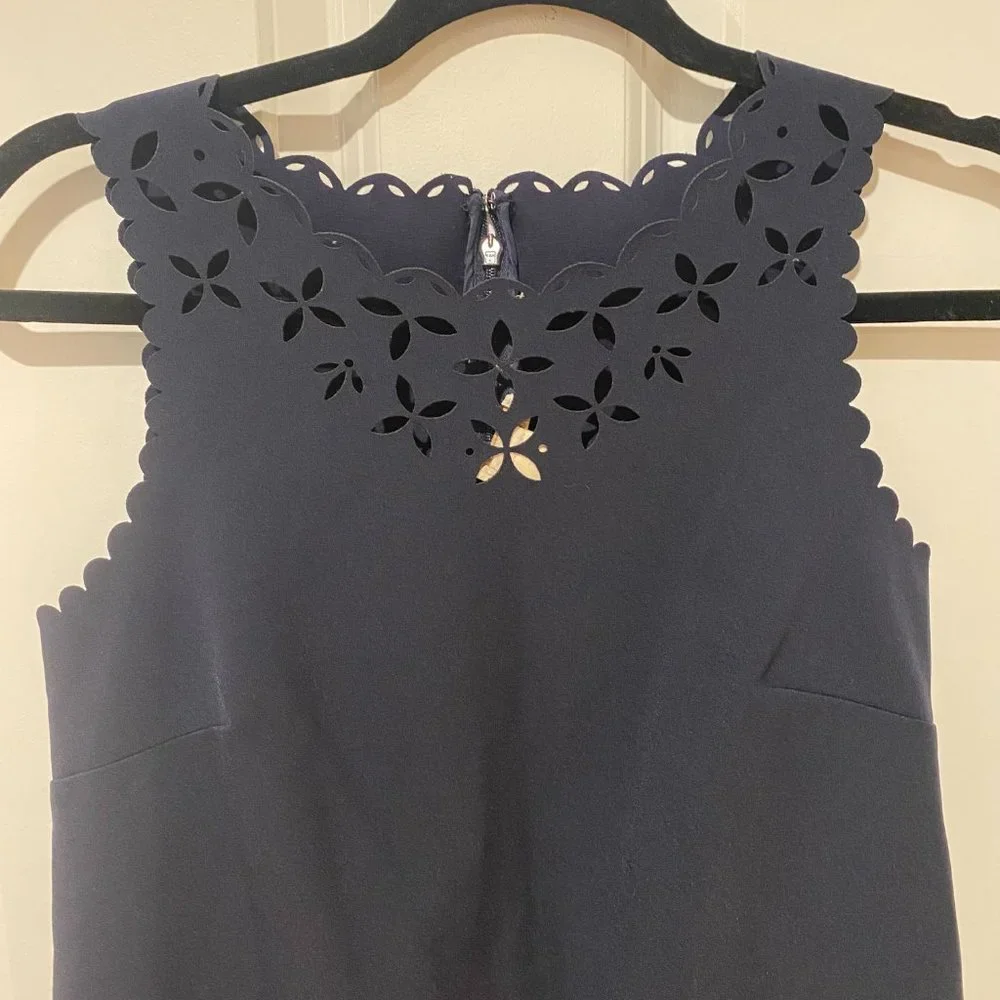 J. Crew Navy Scalloped Cutout Sleeveless Dress -‎ Size 2